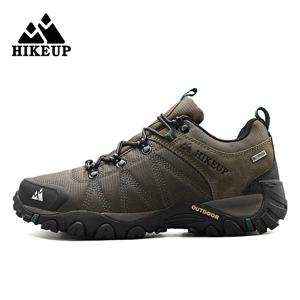 HIKEUP 남성용 천연 가죽 내마모성 등산화, 고무 밑창 트레킹 운동화, 사계절 하이킹 신발, 야외 스포츠