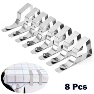 8 Pcs 스테인레스 스틸 테이블 천으로 클립 웨딩 피크닉 테이블 커버 클립 홀더 라운드 식탁보 홈 고정 클립에 대 한 안정적인 클립