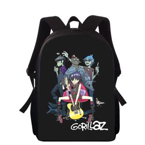 Gorillaz 밴드 3D 프린트 어린이 배낭 초등학교 가방, 소년 소녀 백팩, 학생 학교 책 가방, 16 인치