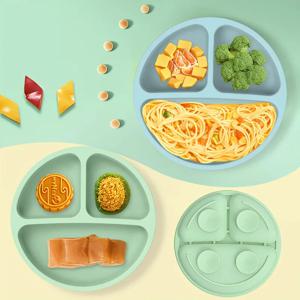 어린이 디너 플레이트 분할 실리콘 식기, 보조 훈련 식기 세트, 스낵 그릇