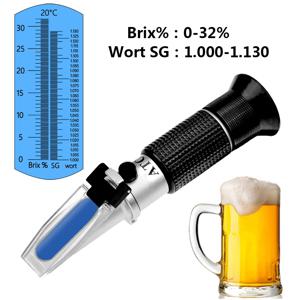 맥주 증류기 와인 굴절계 비중 1.000-1.130 휴대용 0-32% Brix 설탕 농도 측정기 양조 테스터 Densimete