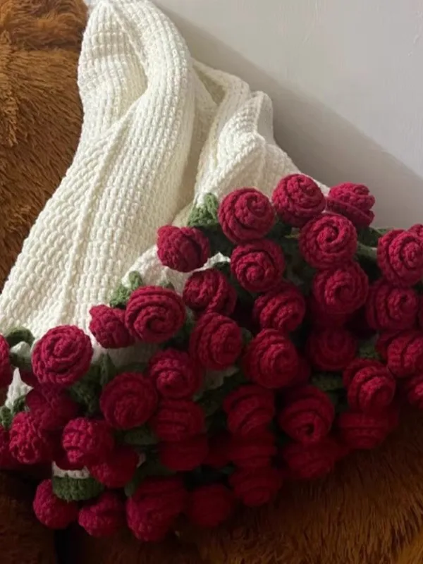 수제 원사 DIY 꽃다발 담요 재료 키트 후크 니트 담요 크리 에이 티브 선물 손으로 짠 담요 재료 팩