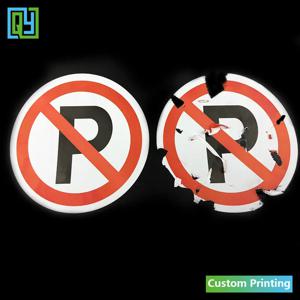 30pcs Dia.100mm 깨지기 쉬운 종이 스티커 주차 표시 없음 자동차 주차 표시 없음 로고가있는 파괴 가능한 라벨