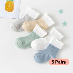 5 짝/묶음 0-2Y 아기 양말 여름 면화 단색 다채로운 아이 양말 소녀 귀여운 신생아 소년 유아 양말 아기