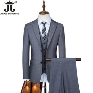 S-8XL 남성 정장 (자켓 + 조끼 + 바지) 고품질 부티크 솔리드 컬러 캐주얼 비즈니스 사무복 세트 3 및 2 개