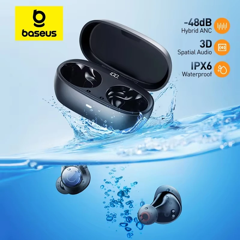 Baseus Bowie MA10 Pro ANC 무선 이어폰 48dB 하이브리드 ANC Bluetooth 5.3 이어 버드 IPX6 방수 4 마이크 ENC 스포츠 헤드폰