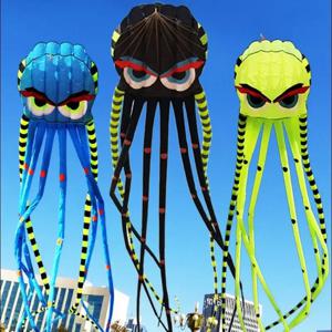 3D 8 미터 문어 연 4 색 대형 동물 부드러운 연 야외 Inflatabls 성인 연 날리기 쉬운 나일론 찢어짐 방지