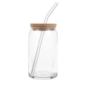 대나무 뚜껑과 밀짚이있는 350ml/550ml 유리 컵 1pc 메이슨 항아리 커피 머그잔 맥주 캔 칵테일 위스키 우유 주스 콜라 모양