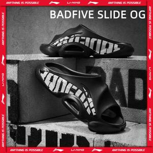 Li-Ning Men BADFIVE SLIDE OG 야외 슬리퍼 경량 소프트 쿠션 미끄럼 방지 안감 농구 샌들 ABTV007