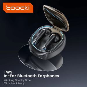 Toocki 게임용 무선 이어폰 Bluetooth 5.3 스포츠 헤드셋 TWS 이어폰 형 iPhone 용 마이크가있는 낮은 대기 시간 방수 이어 버드