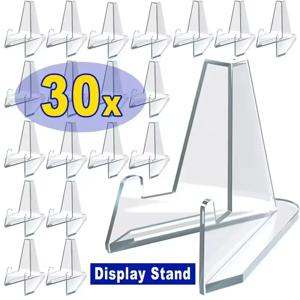 30PCS 아크릴 동전 디스플레이 스탠드 투명 삼각형 명함 사진 가정용 홀더를 보여주는 작은 접시 껍질