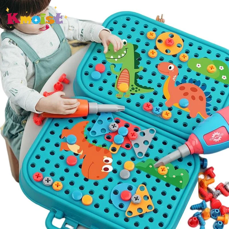 DIY 너트 핸드 분해 조립 퍼즐 시뮬레이션 나사 도구 상자, 조기 교육 어린이 장난감 모양 삽입 블록, 남아용 장난감