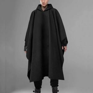INCERUN 패션 남성 망토 코트 후드 솔리드 판초 루즈 2023 streetwear 펑크 방풍 남성 트렌치 겨울 롱 케이프 자켓 5xl