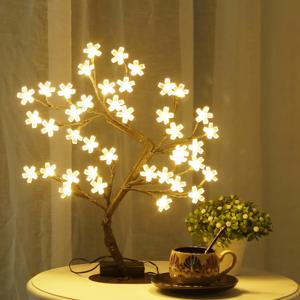 벚꽃 나무 조명, 탁상 인공 꽃 분재 나무 램프, 홈 데코용 USB 전원 선물, 17 인치 40LED 조명