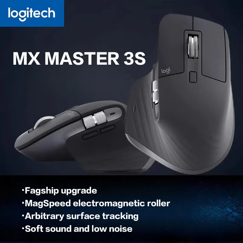 Logitech MX Master 3S 무선 Bluetooth 마우스 Bluetooth 2.4G 게임용 노트북 액세서리 용 저소음 인체 공학적 디자인 마우스