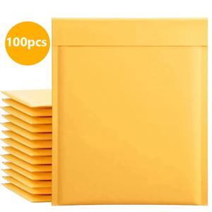 100pcs 포장 용품 크래프트 종이 봉투 배송 패키지 버블 봉투 보내기 패키지 포장 가방 메일러 배달