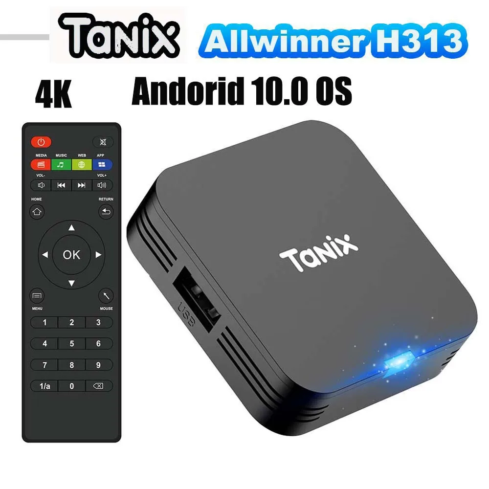 타닉스 TX1 스마트 안드로이드 10 TV 박스 2.4G 와이파이 4K HDR USB2.0 8GB 16GB 올위너 H313 쿼드 코어 글로벌 셋톱 박스