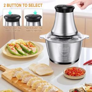 새로운 2 속도 250W 스테인레스 스틸 2L 용량 전기 쵸퍼 고기 분쇄기 고기 분쇄기 푸드 프로세서 슬라이서