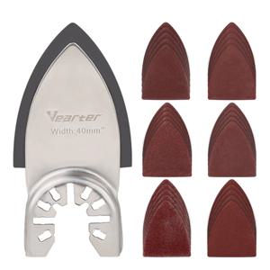 Vearter 31Pcs 나무 버 연삭 및 금속 녹 제거를위한 후크 & 루프 사포 시트가있는 손가락 진동 Multitool 모래 패드