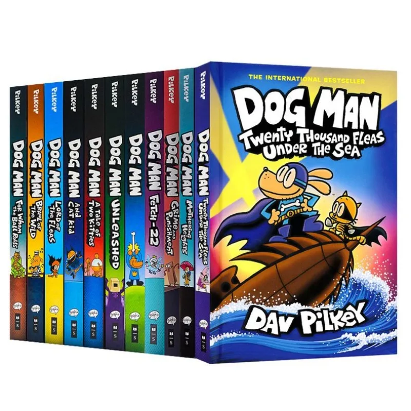 무작위 1Book 새로운 2023 오리지널 인기 만화책 Dog Man 8 Dav Pilkey Dogman 어린이를위한 영어 소설 책의 모험