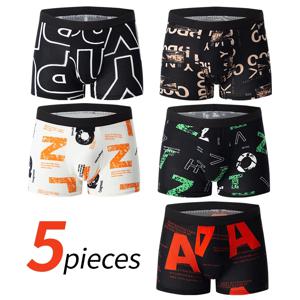 5 피스 남성 패션 인쇄 플러스 사이즈 5XL6XL Boyshort 속옷 스포츠 캐주얼 속옷 탄성 허리 반바지에 대한 편안한