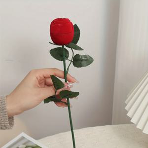 시뮬레이션 장미 반지 상자, 장미 부케 약혼 반지 상자, 프로포즈 반지 상자, 결혼식 특정 로맨틱 선물 상자, 1 개