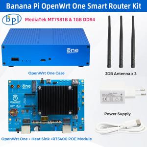 바나나 파이 OpenWrt One MediaTek MT7981B, 1GB DDR4 2.5GbE RJ45 및 기가비트 이더넷 RJ45 256 MiB SPI NAND 스마트 라우터 및 케이스 전원