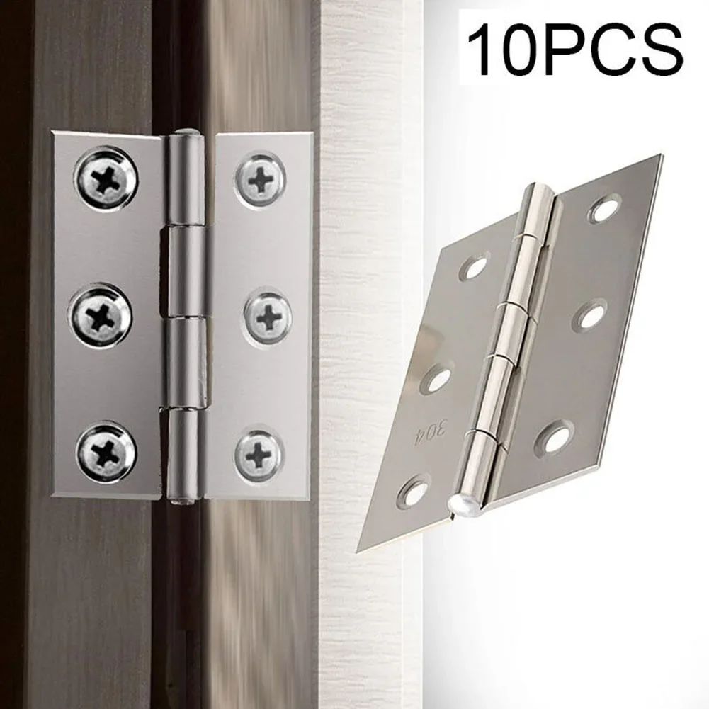 10pcs 스테인레스 스틸 도어 경첩 캐비닛 도어 Windows 나무 상자 플랫 경첩 홈 가구 하드웨어 액세서리