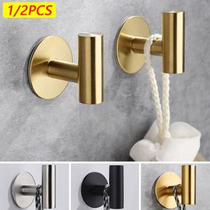 1/2PCS 접착제 벽 후크 스테인레스 스틸 가운 스티커 후크 수건 코트 키 바지 옷걸이 욕실 주방 스토리지 액세서리