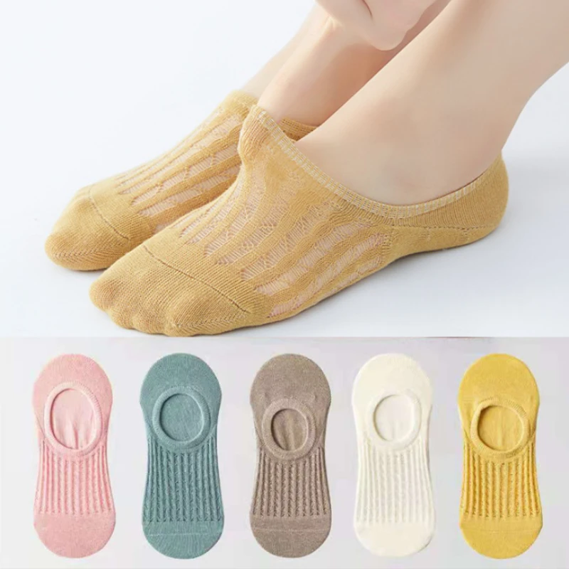 3 쌍 여성용 보이지 않는 보트 양말 메쉬 여성용 양말 여름 실리콘 미끄럼 방지 발목 낮은 여성용 면화 쇼 통기성