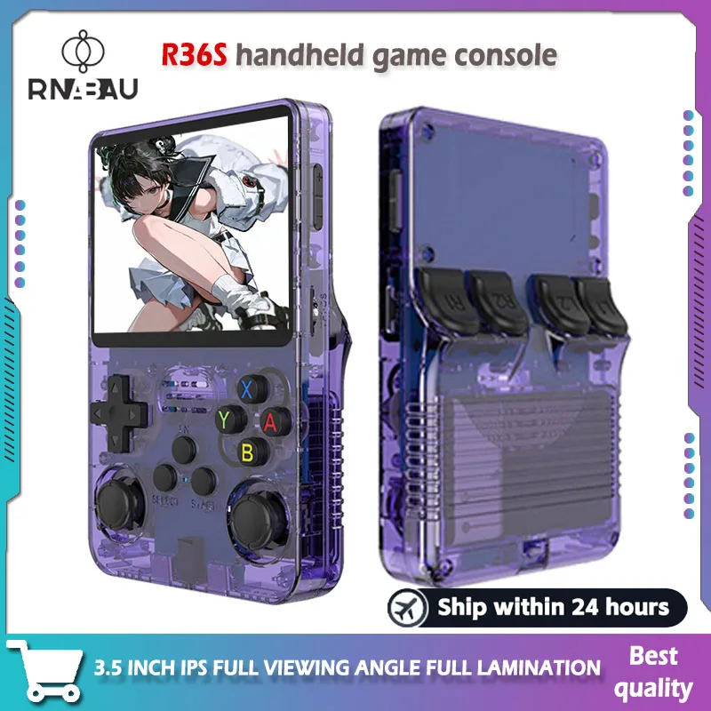 휴대용 게임기 R36S 콘솔 오픈 소스 레트로 3.5인치 IPS 화면 게임 콘솔 리눅스 시스템 화면 휴대용 포켓 클래식 게임