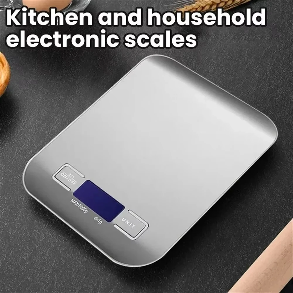 디지털 주방 저울 LED 디스플레이 5kg/1g 스테인레스 스틸 패널 전자 저울 홈 쥬얼리 음식 스낵 무게 베이킹 도구
