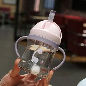 어린이 물병 250ml 누수 방지 빨대컵, 중력볼 빨대와 넓은 입구, 유아용 아기컵, 자동 밀봉 빨대컵