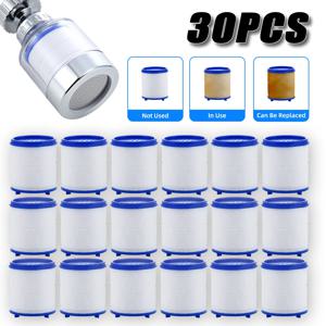 30PCS 수도꼭지 필터 카트리지 주방 및 목욕 샤워 수돗물 필터 깨끗한 듀얼 카트리지 PP 면화 워터 필터 장치