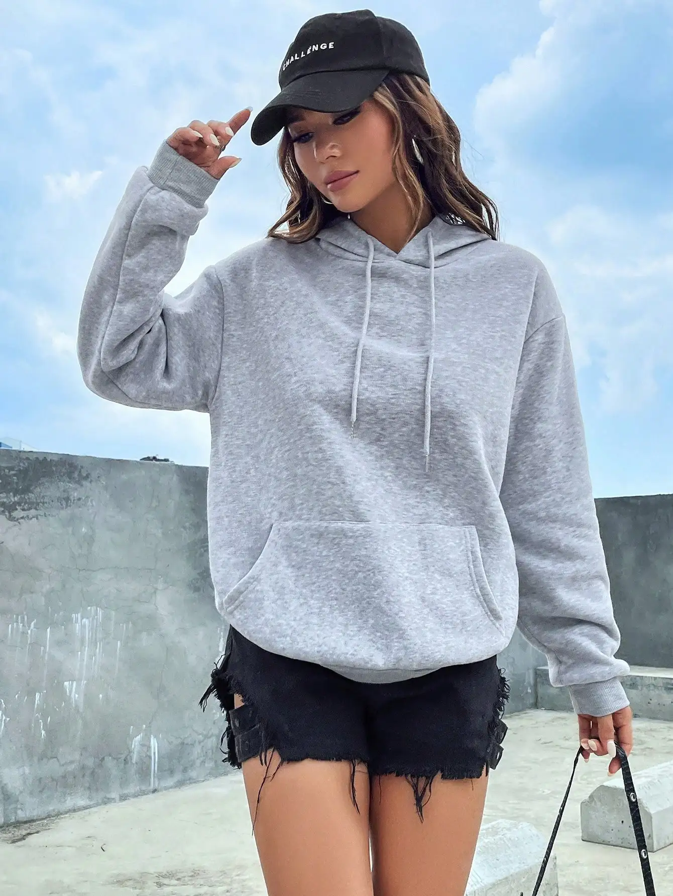 여성용 포켓 용 솔리드 컬러 캐주얼 까마귀 Creative Hoody All-Match Street Clothes Womens Fleece unisex Pullovers