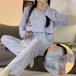새로운 월간 의류 2 피스 봄, 가을 출산 잠옷 여름 모유 수유 정장 모유 수유 잠옷 Homewear
