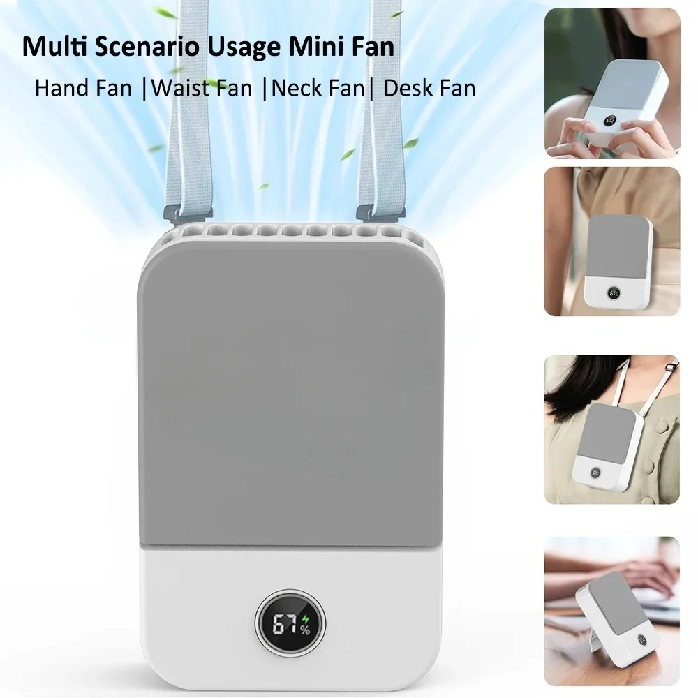 휴대용 허리 팬 목걸이 팬 미니 USB 충전식 휴대용 허리 클립 팬 야외 스포츠 작업 여행용 소형 팬