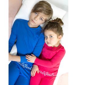 Ali Plus SS25 핫 핑크 블루 여아 및 남아 아기 잠옷, 자수 테두리 잠옷