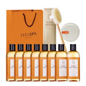 필스파 카모마일 실키 오일워시 200ml 8개 + 필스파 바디 브러쉬 1개+ 클렌징 패드1개+ 쇼핑백