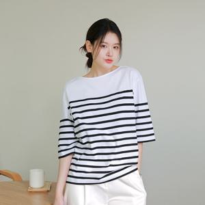 코튼100 아벨로 마린 스트라이프 티셔츠