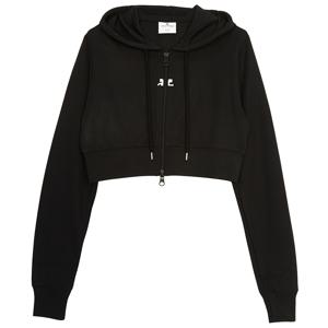 323JVE051JS0091 BLACK 여성 크롭 후드 집업
