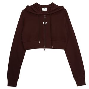 323JVE051JS0091 BURGUNDY 여성 크롭 후드 집업