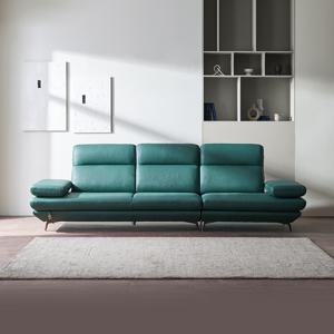 플랫 베이직 4인 콤팩트 전체 천연가죽 소파