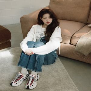 여성 TOMMY 오버롤 멜빵 와이드 데님팬츠 T32F0NED39TWT1