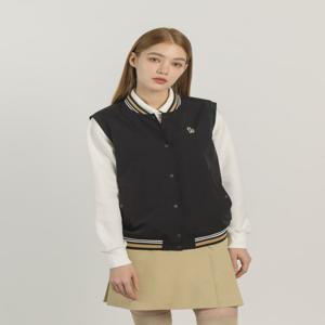 헤지스골프 [ONLINE EXCLUSIVE] 블랙 여성 우븐 집업 베스트 점퍼HWJU5A992BK