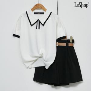 정상가:59,000원 | 데일리 배색 카라 무지 반팔 니트 (DO1KT019A)