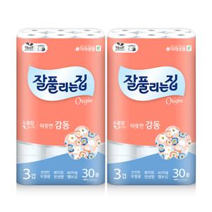 따뜻한감동 3겹 화장지 25m x 30롤 x 2팩