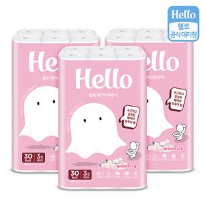 베이비파우더향 천연펄프 3겹 화장지 27m 30롤 3팩