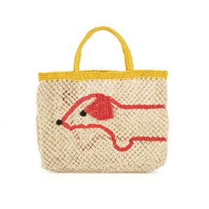 'Sausage Dog' Small Bag - Natural, yellow and scarlet