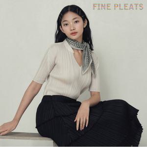[FINE PLEATS] 피네 플리츠 차이나 카라 베이직 탑 아이보리